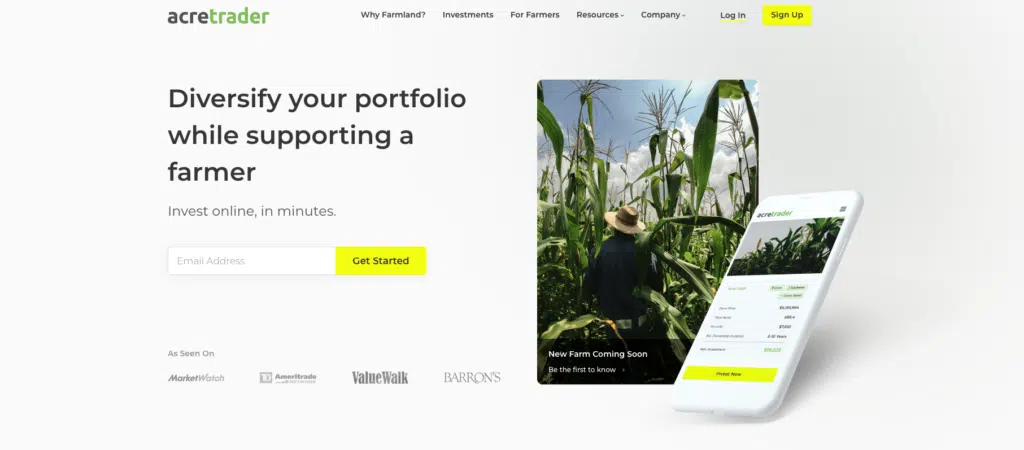 acretrader landing page