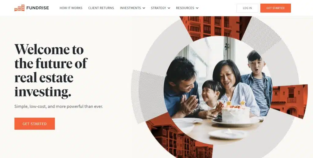 Screenshot of Fundrise landing page