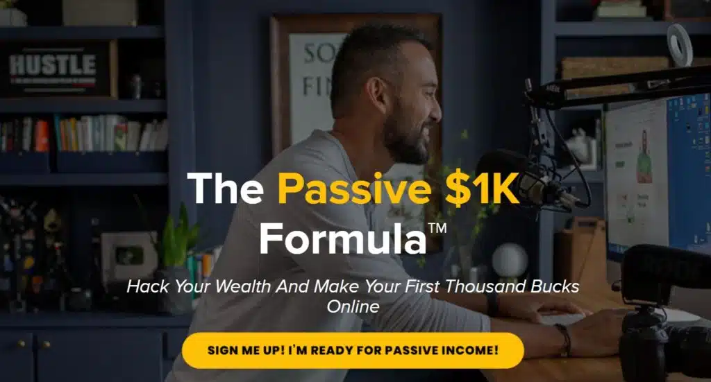 Screenshot of The Passive $1K Formula Course landing page