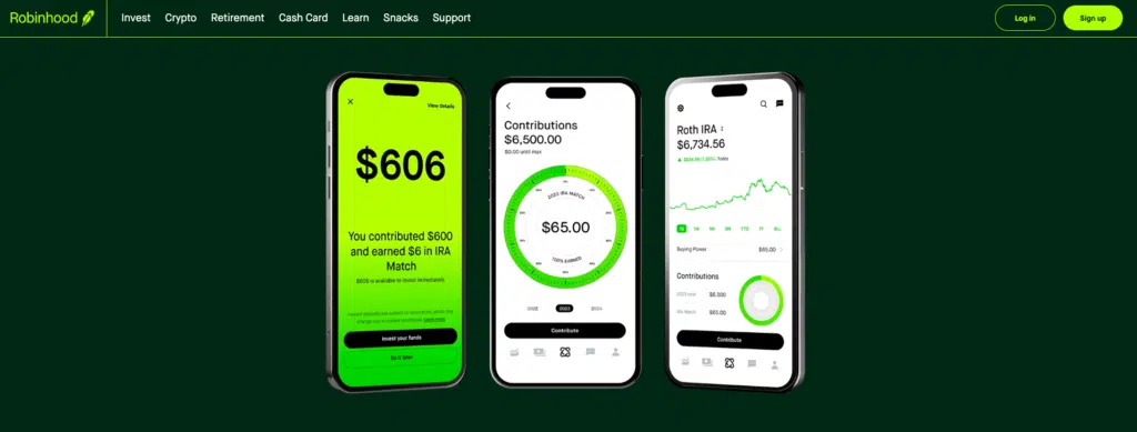 Screenshot of Robinhood Homepage