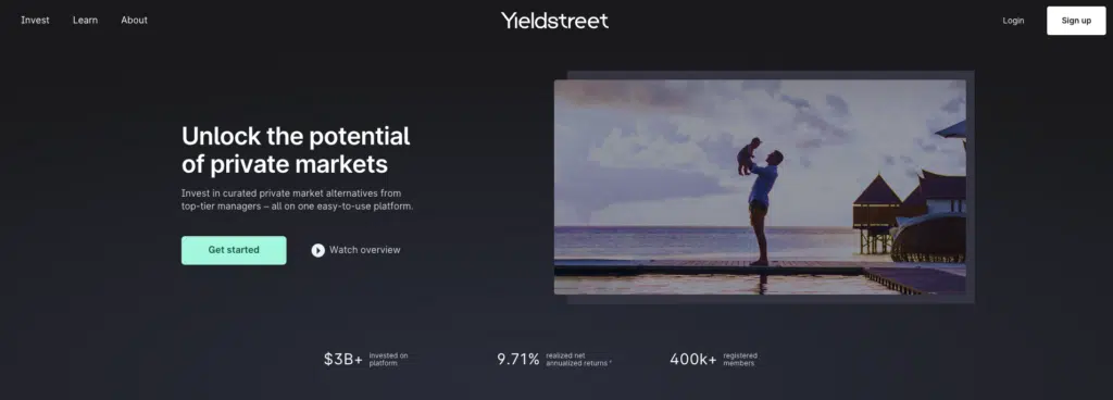 yieldstreet landing page